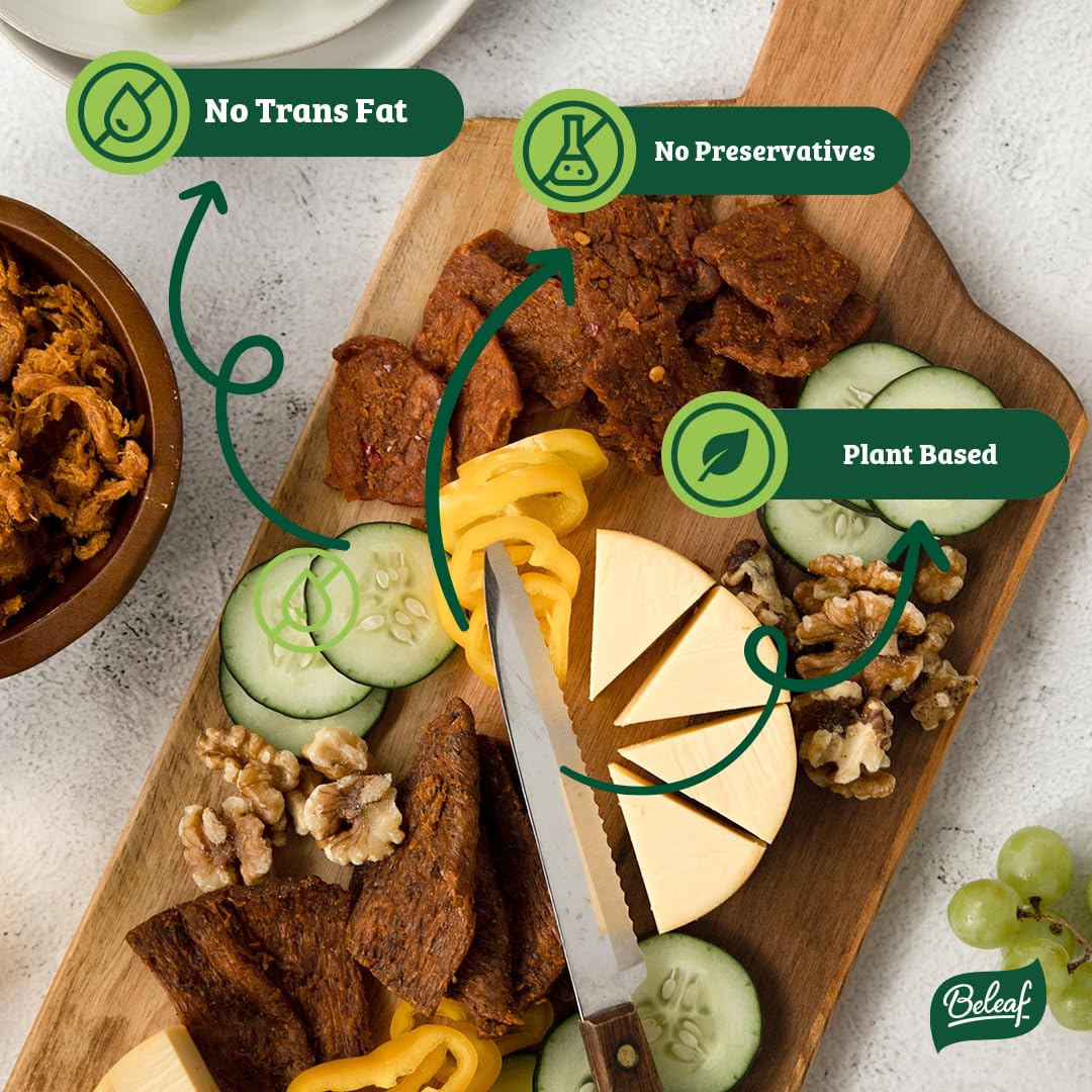 BE LEAF Spicy Plant-Based Jerky travel snack in a bag