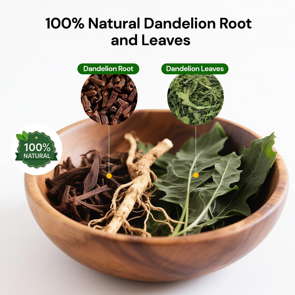 BeleePlanner dandelion tea bags steeping in cup, a relaxing caffeine-free ritual.