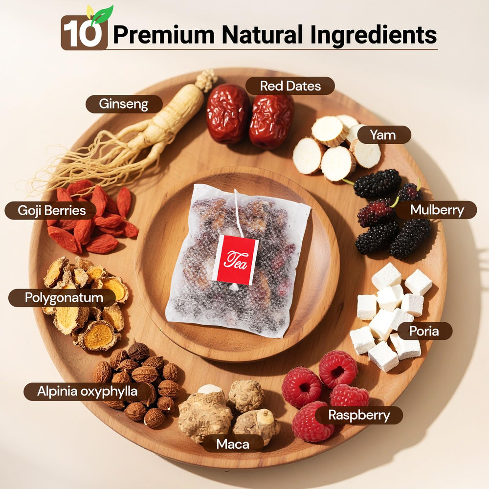 BeleePlanner Ginseng Ten Treasure Tea bags ready to steep for caffeine-free calm