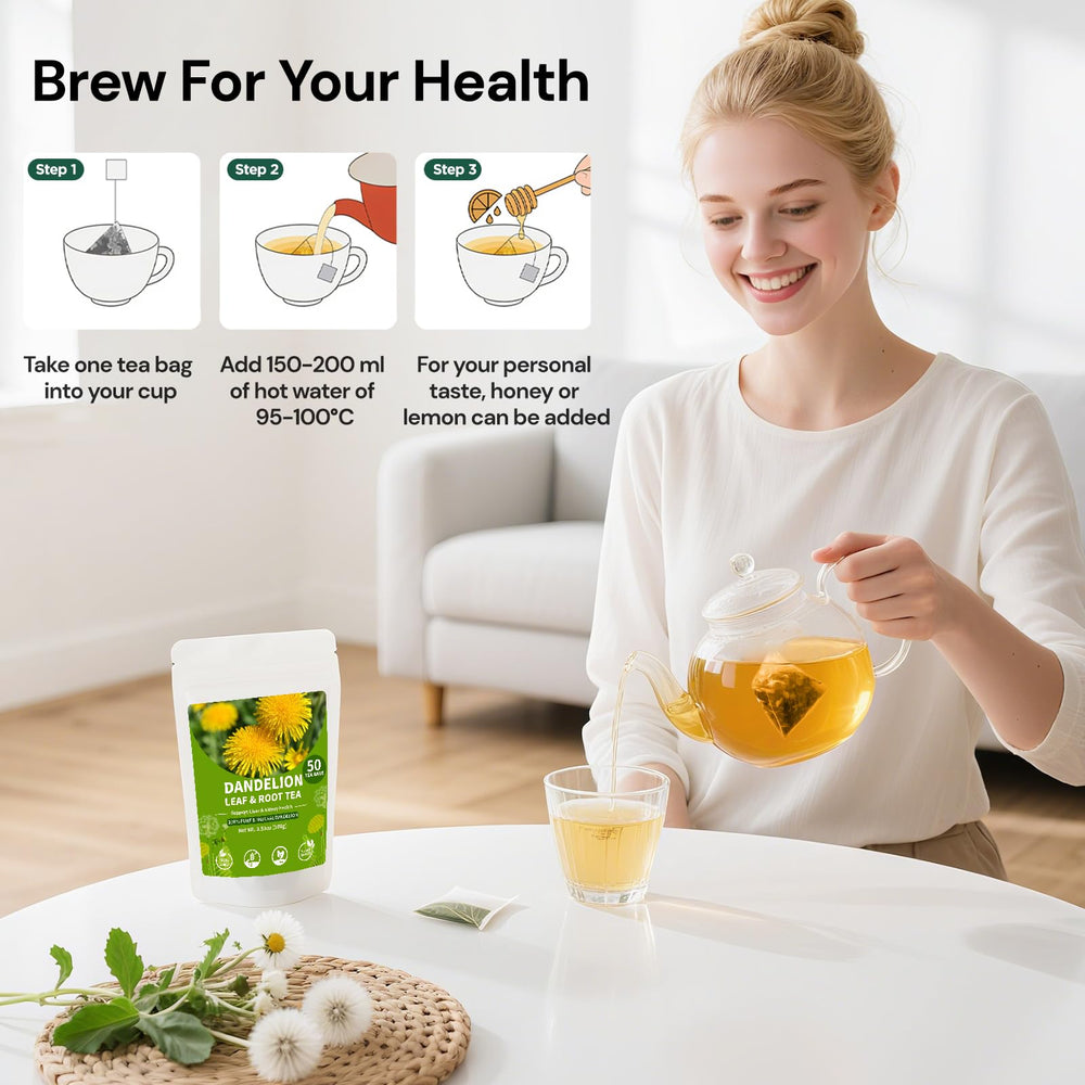 BeleePlanner packaging with 50 tea bags, a convenient caffeine-free option.