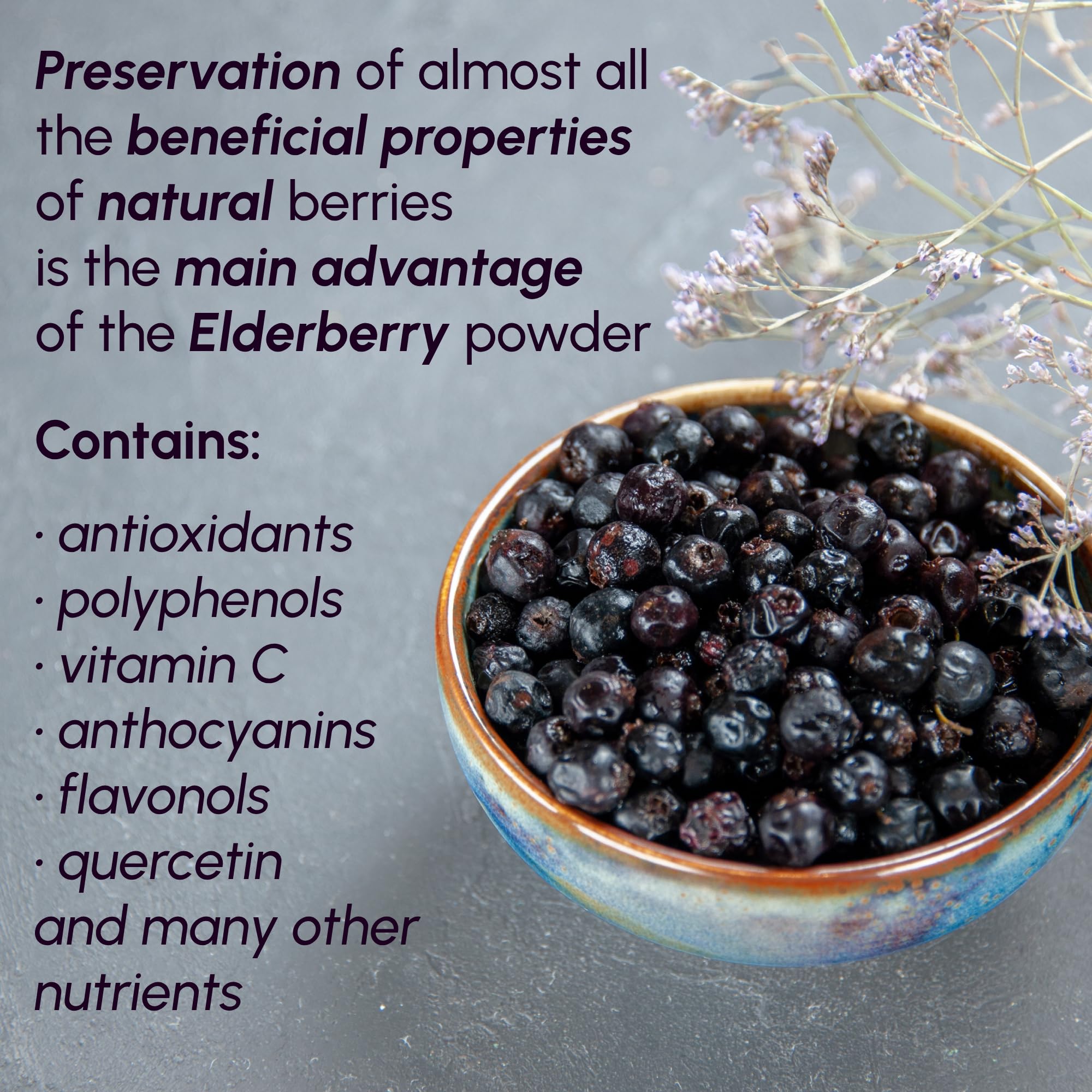 Beleon Elderberry Powder sprinkled into yogurt for extra nutrients and flavor.