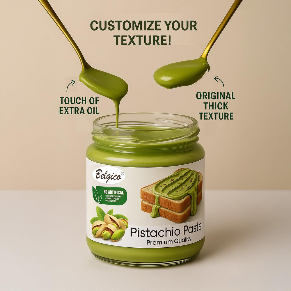 Belgico pistachio cream spread latte art friendly.