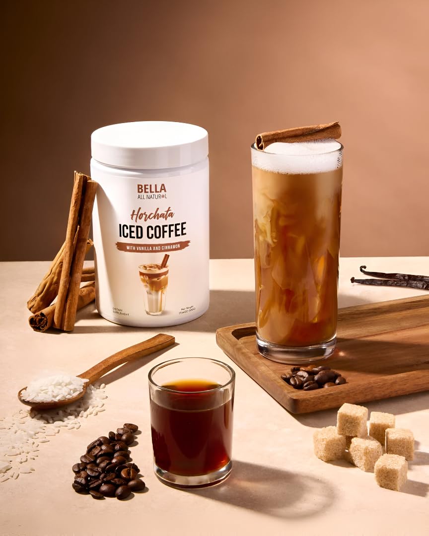 Bella All Natural Horchata Iced Coffee packaging designed for grab-and-go convenience