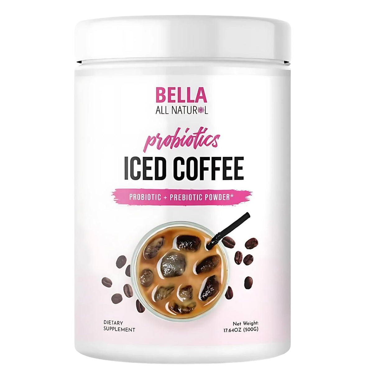 Bella All Natural Probiotic Iced Coffee bottle demonstrates on-the-go refreshment
