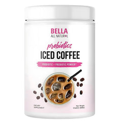 Bella All Natural Probiotic Iced Coffee bottle demonstrates on-the-go refreshment