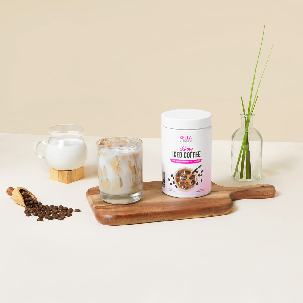 Close-up of Bella All Natural Skinny Iced Coffee ingredients and blend.