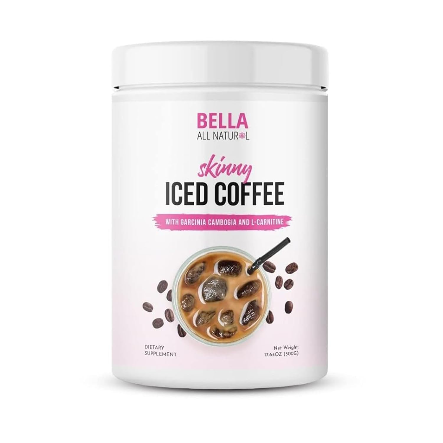 Bella All Natural Skinny Iced Coffee pack shot highlights zero sugar and convenience.