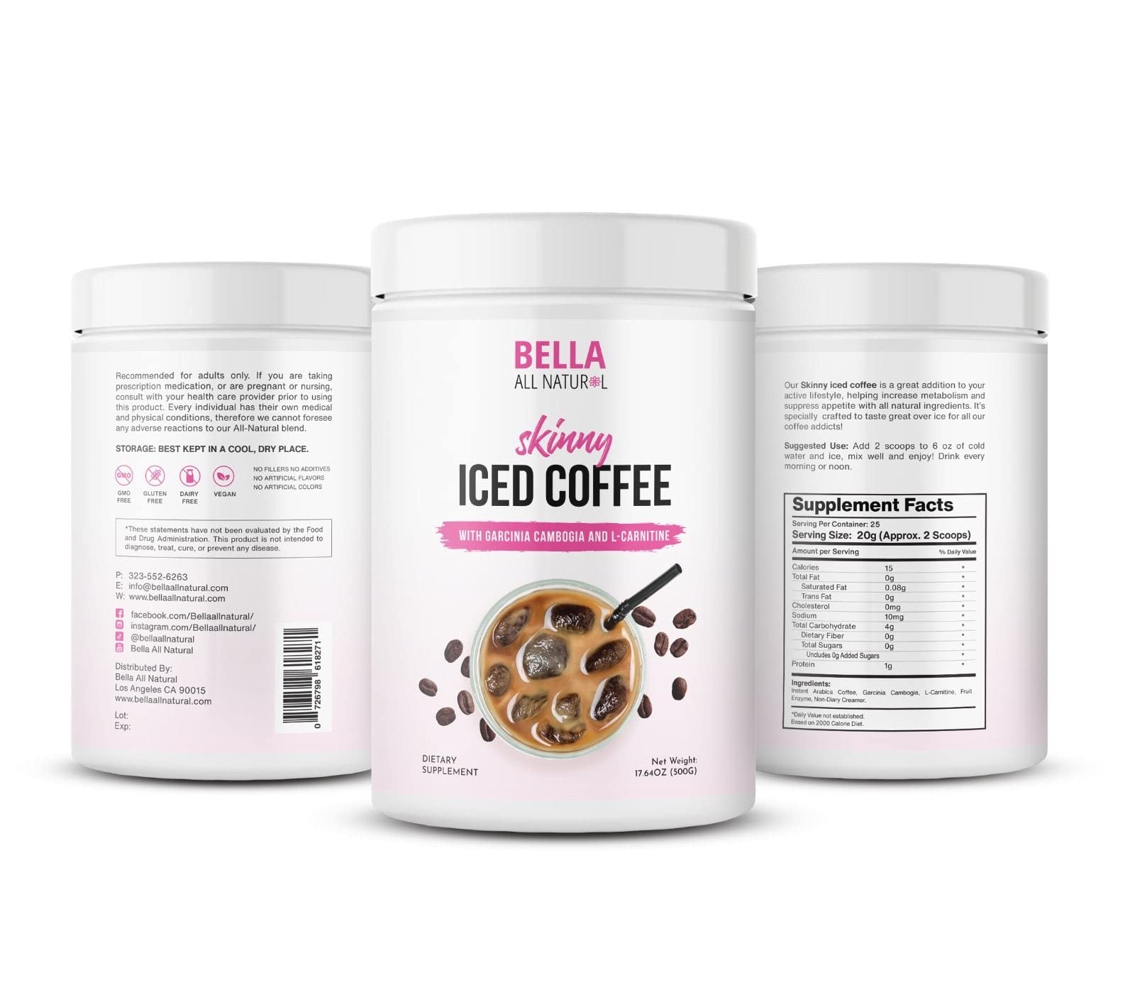 Scoops of Bella All Natural Skinny Iced Coffee illustrating simple morning prep.