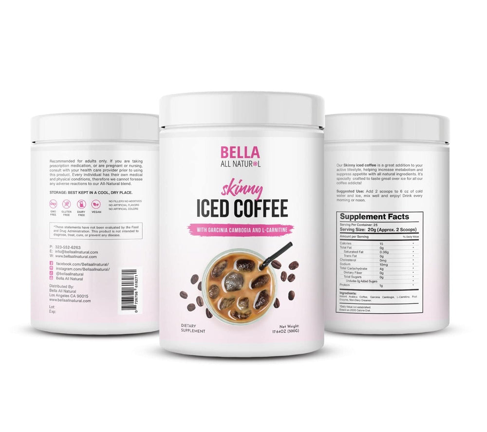 Scoops of Bella All Natural Skinny Iced Coffee illustrating simple morning prep.