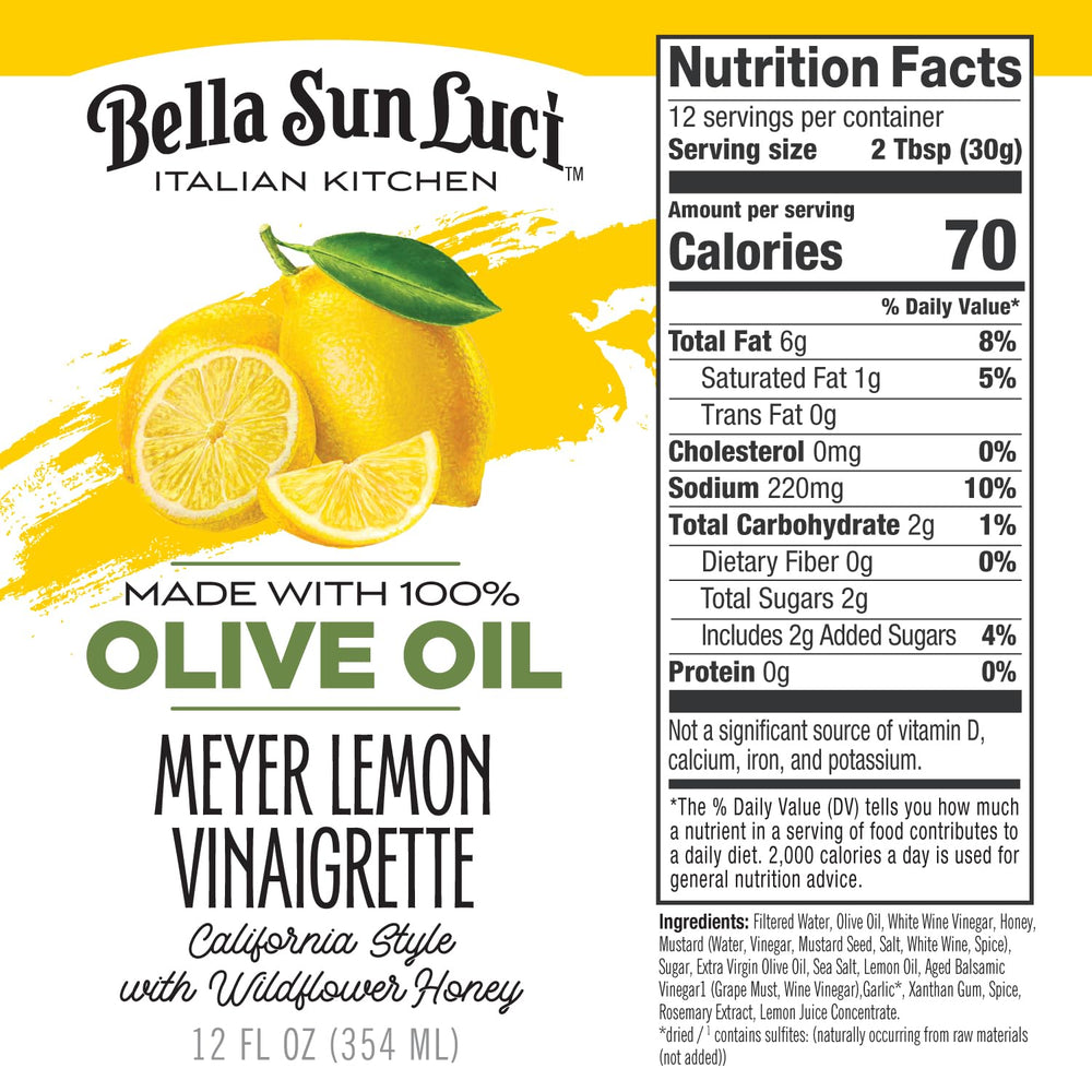 Bella Sun Luci Meyer Lemon Vinaigrette pour ideal for quick dressings and marinades