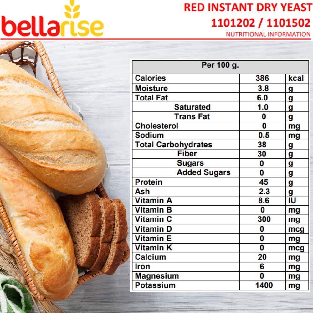 Bellarise Red Instant Dry Yeast bag on counter for easy access