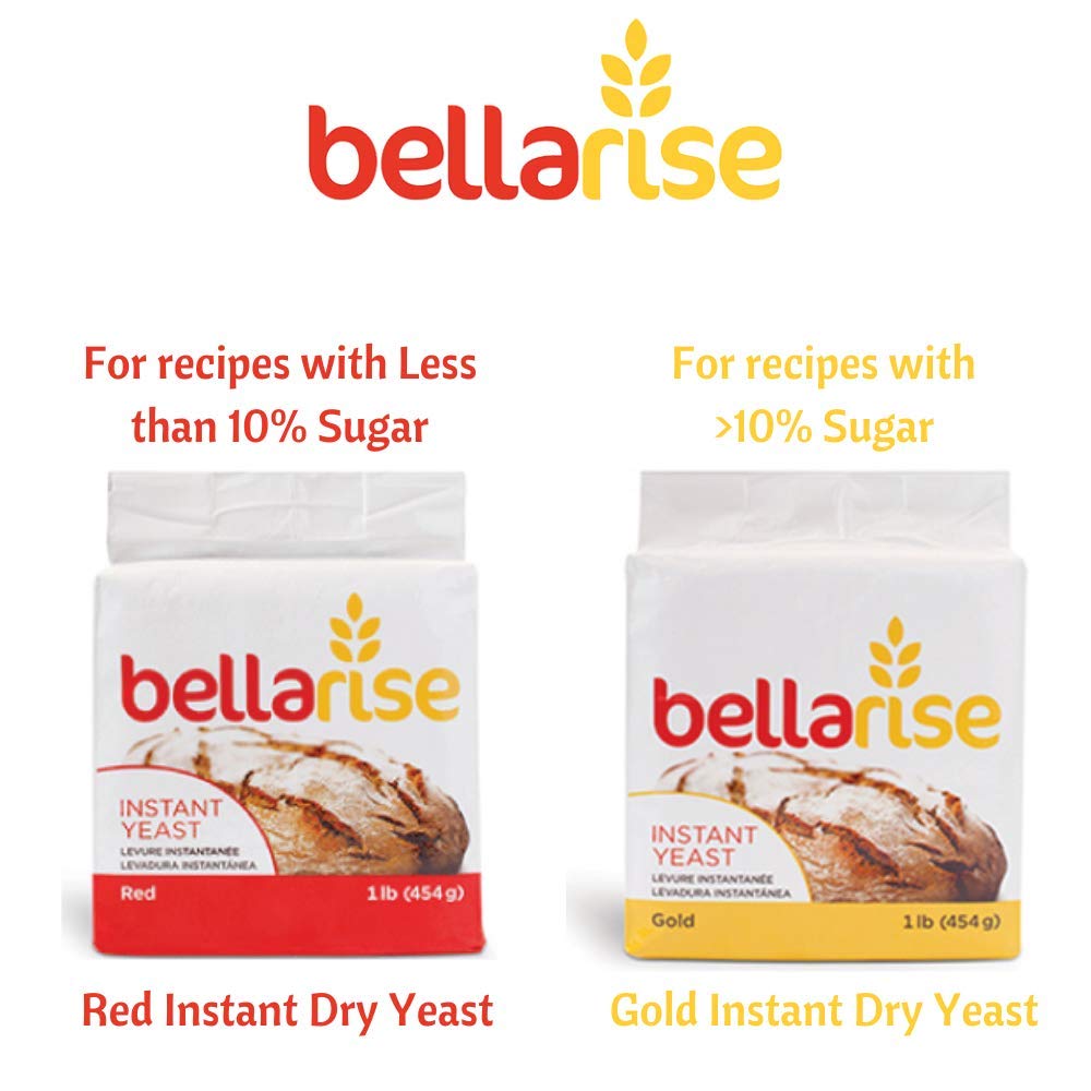 Bellarise Red Instant Dry Yeast dispensing scoop ready for dough