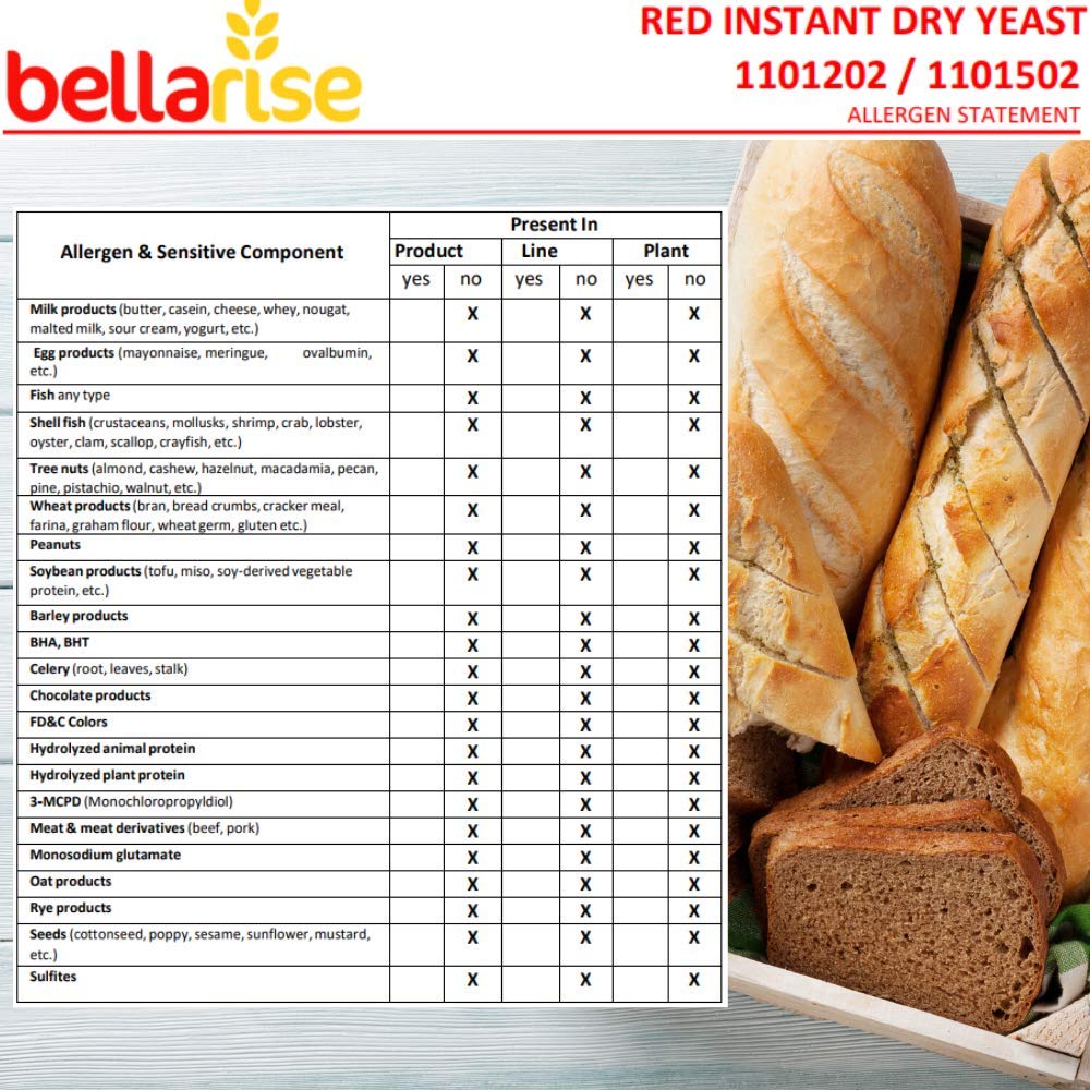 Bellarise Red Instant Dry Yeast dough in bowl shows rising action