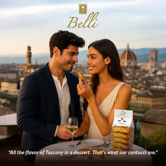 Belli Cantuccini Cranberry closeup: crunchy texture and authentic Italian flavor.