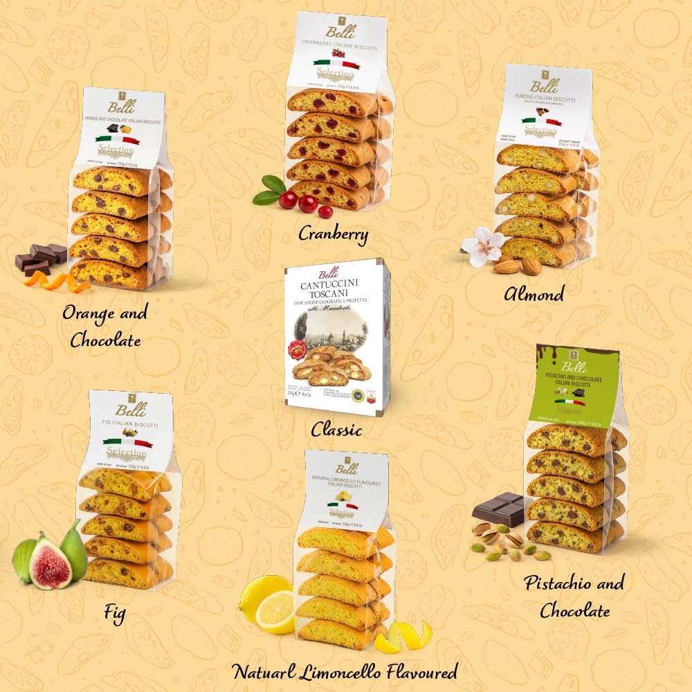 Belli crunchy almond biscotti close-up showing texture ideal for dunking.