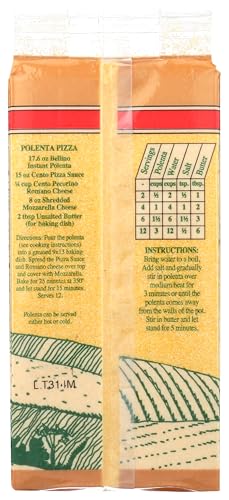 Bellino Polenta Instant package closeup, showing fresh Italian quality.