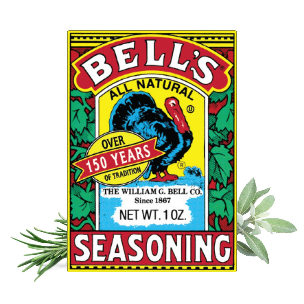 BELL'S all-natural seasoning 1oz box closeup showing versatile poultry flavor