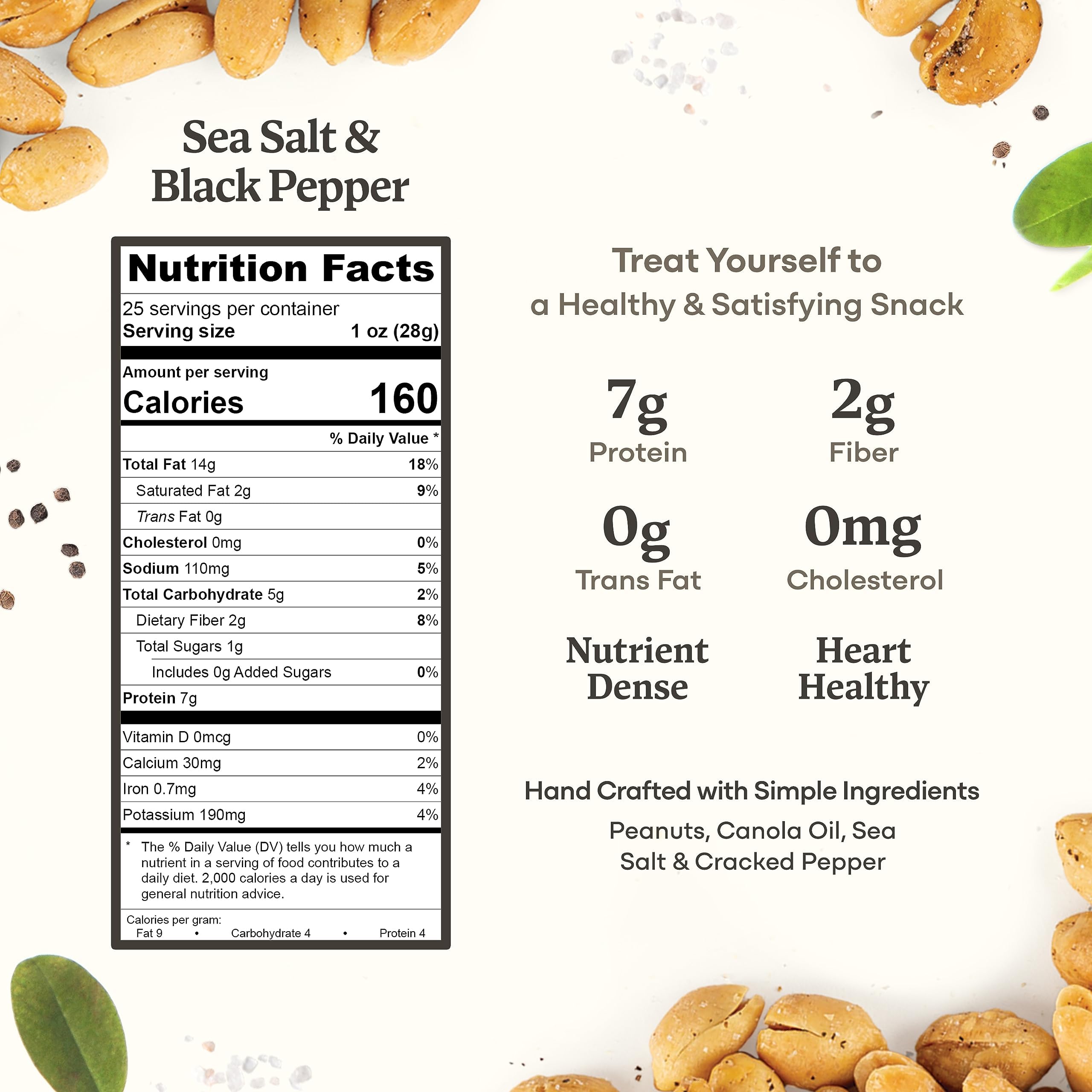 Belmont Peanuts 25oz jar with sea salt and cracked pepper flavor for snacking