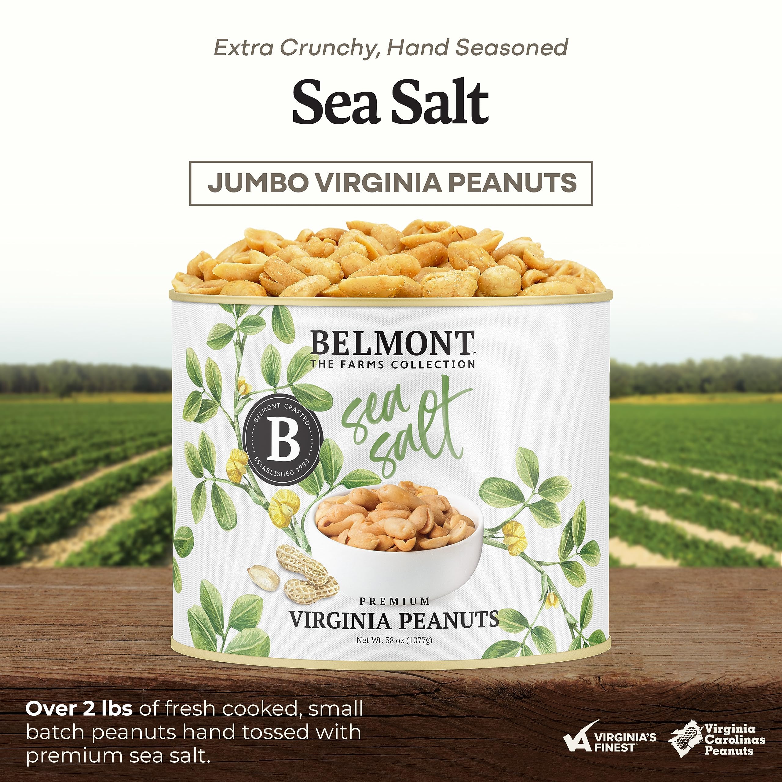 Belmont Peanuts hand-seasoned Virginia peanuts highlight artisanal flavor for gatherings.