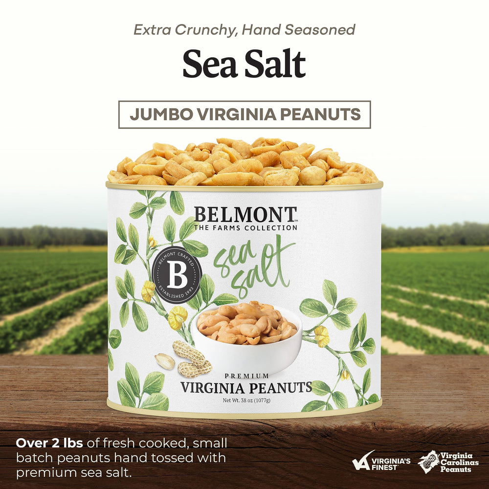 Belmont Peanuts hand-seasoned Virginia peanuts highlight artisanal flavor for gatherings.