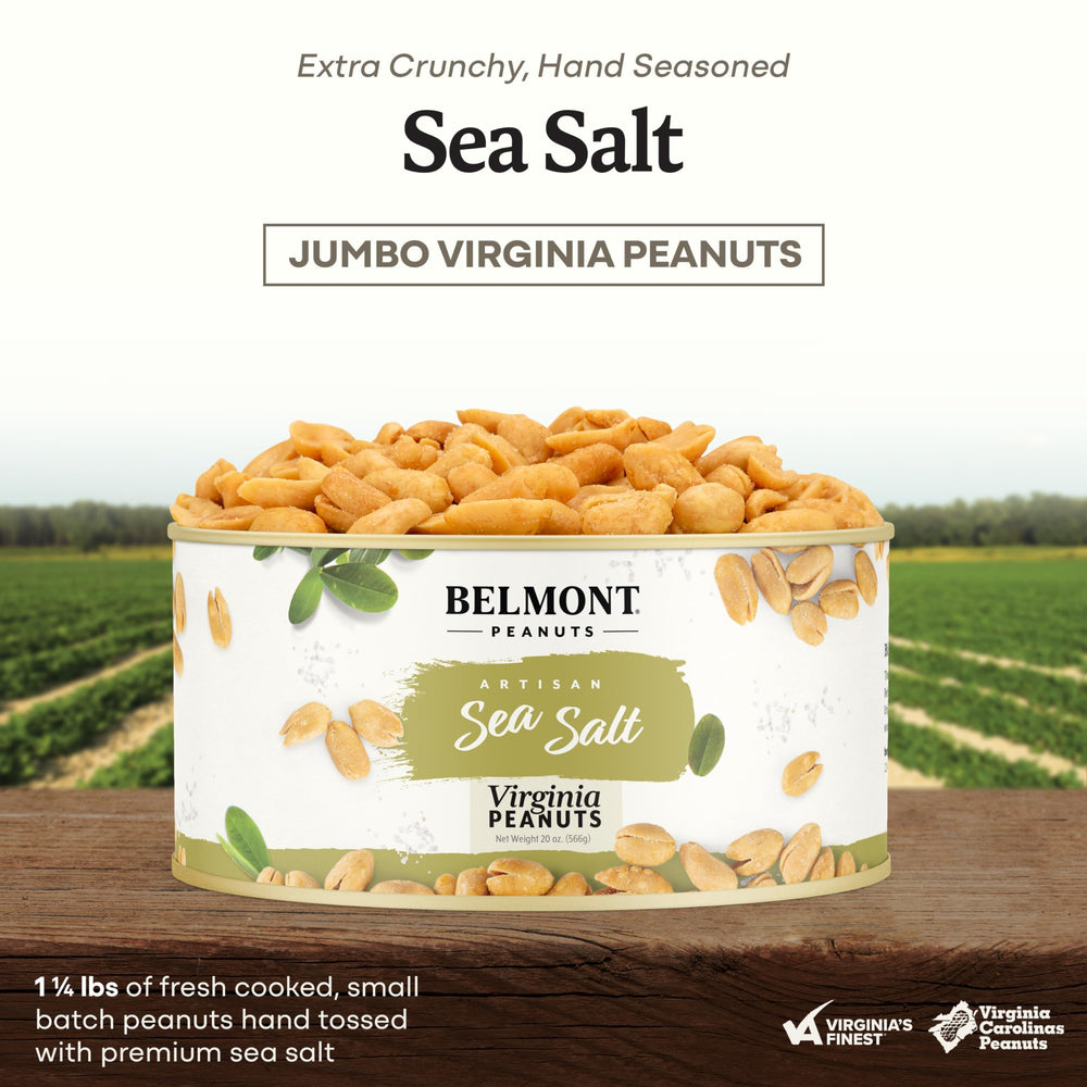 Pouring Belmont Peanuts from bag for a quick snack moment