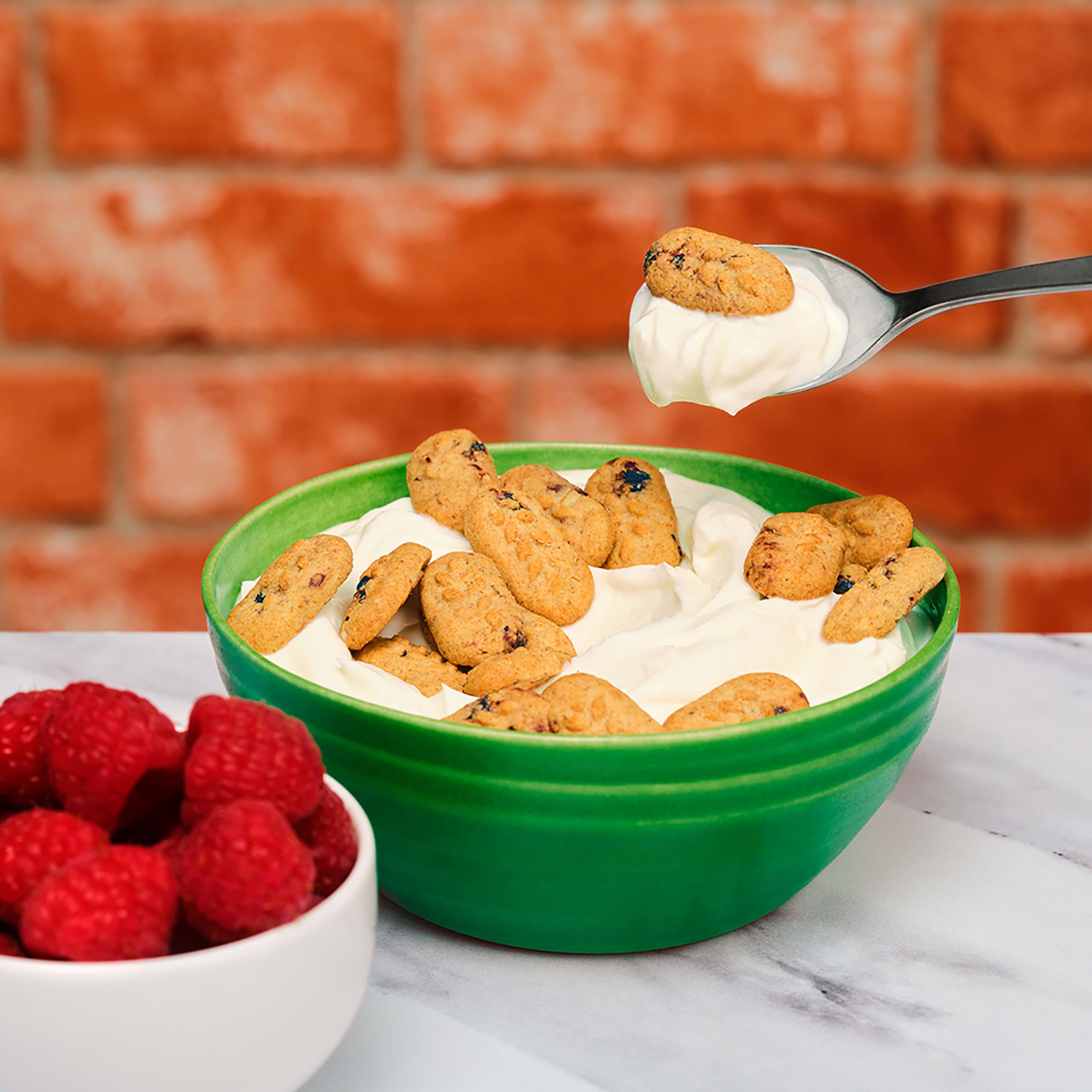 Breakfast setup with Belvita bites beside a coffee cup