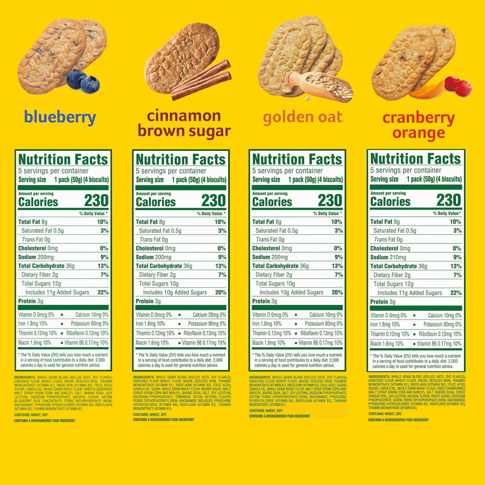 Belvita Blueberry Breakfast Biscuits close-up highlighting whole grains for a balanced start.