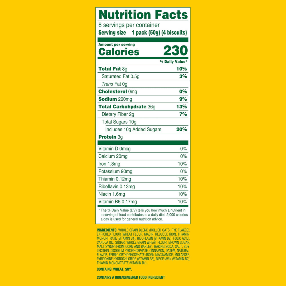 belVita Cinnamon Brown Sugar biscuits four-per-pack close-up highlighting crunchy texture