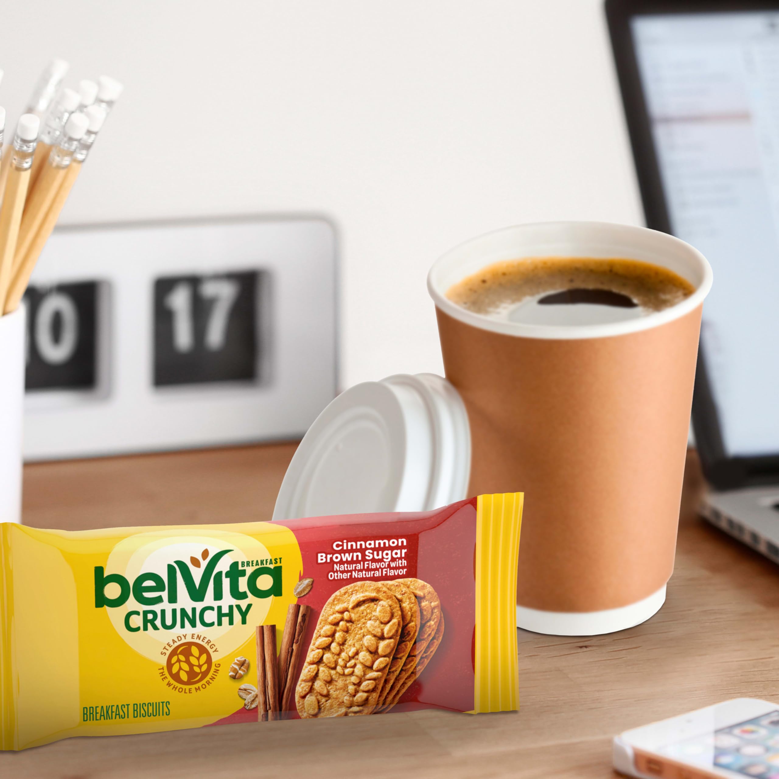 Belvita cholesterol-free breakfast biscuits suitable for balanced mornings.