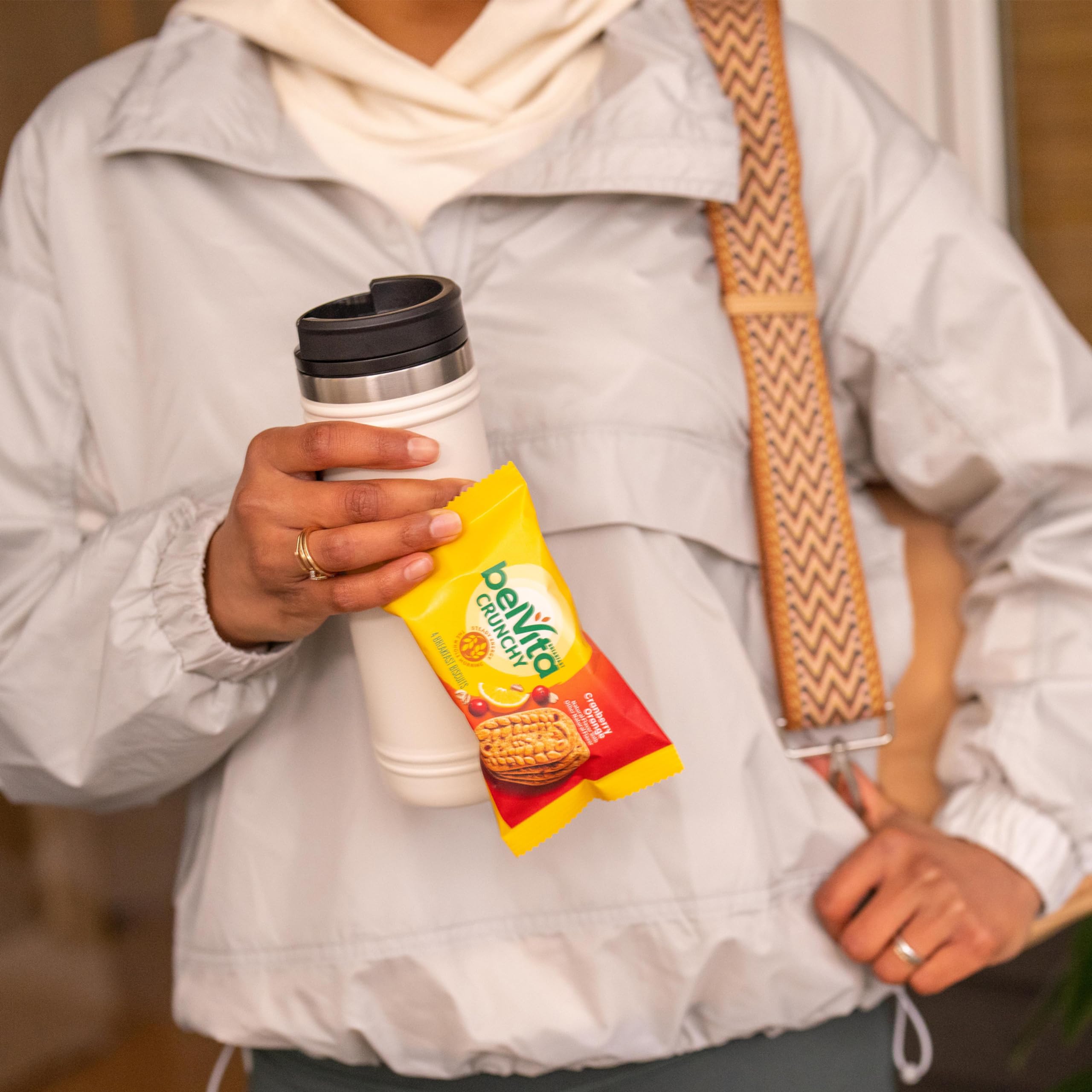 Nutrition label visible on Belvita Cranberry Orange biscuits package