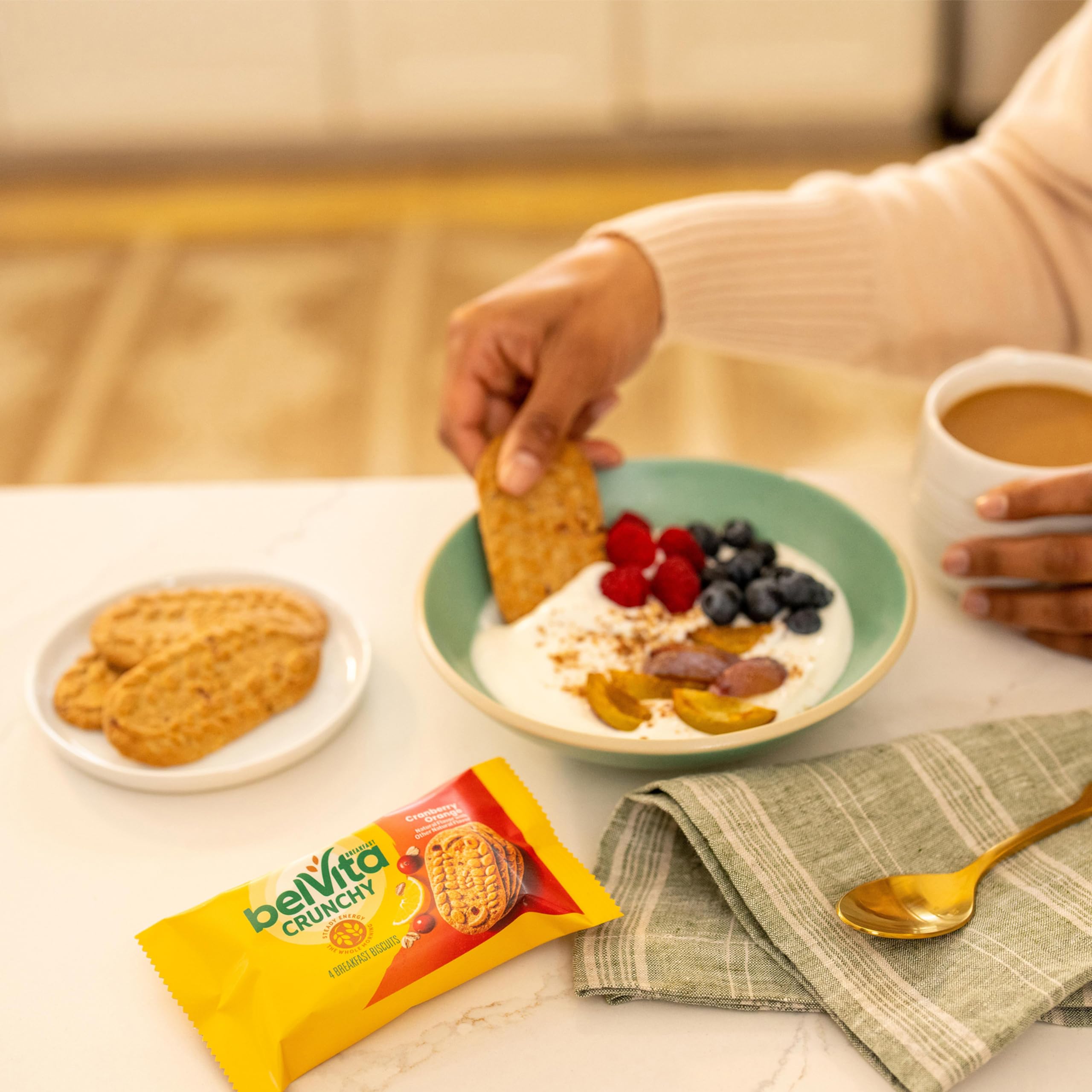 Packaging detail of Belvita Cranberry Orange biscuits box