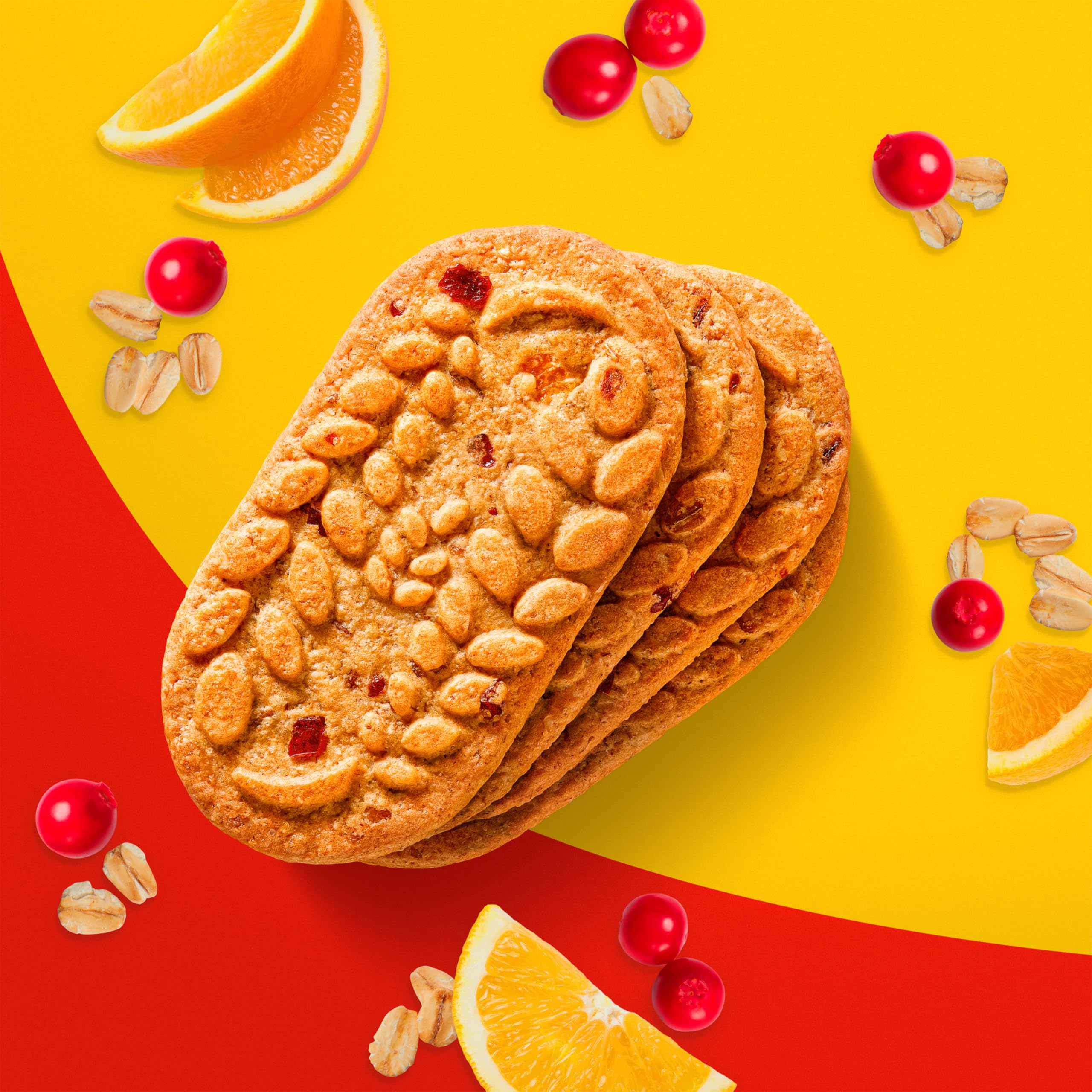 Texture close-up of Belvita Cranberry Orange Breakfast Biscuits showing crunch
