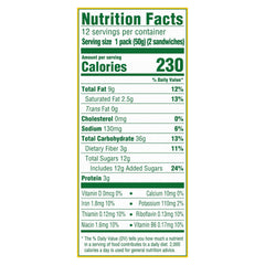Belvita dark chocolate creme biscuits cross-section reveals creamy center.