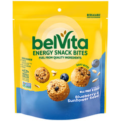 belVita Energy Snack Bites blueberry and seeds bag for on-the-go fueling.