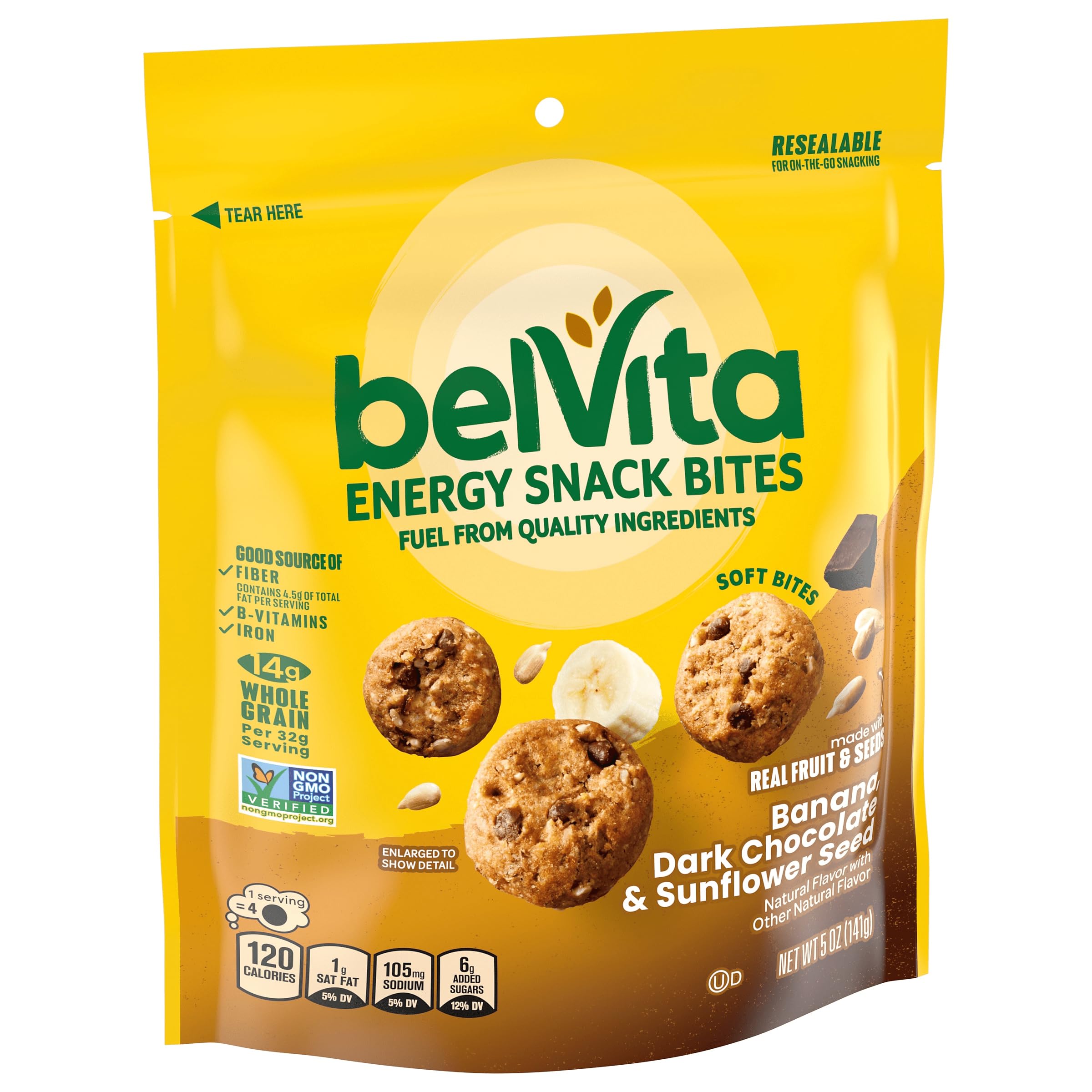 belVita Energy Snack Bites kosher-certified and Non-GMO verified.