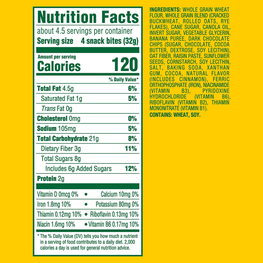 belVita Energy Snack Bites real banana visible, delivering fruity flavor in each bite.