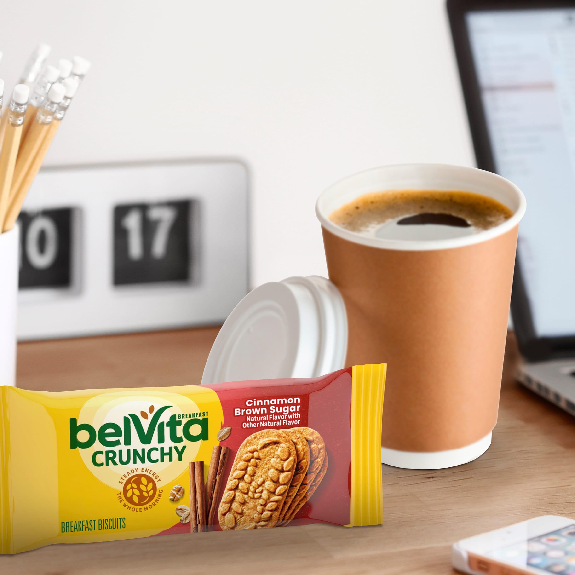 Belvita breakfast biscuits, Kosher certified, in a convenient pack.