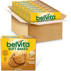 Belvita Soft Baked Banana Bread bar on a plate, calm morning breakfast