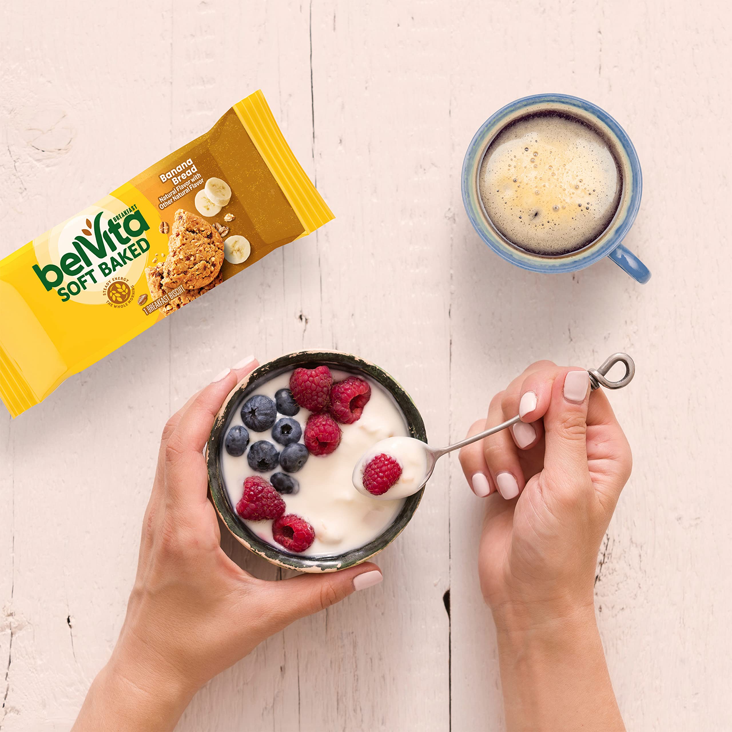 Close-up of Belvita Soft Baked Banana Bread bars texture