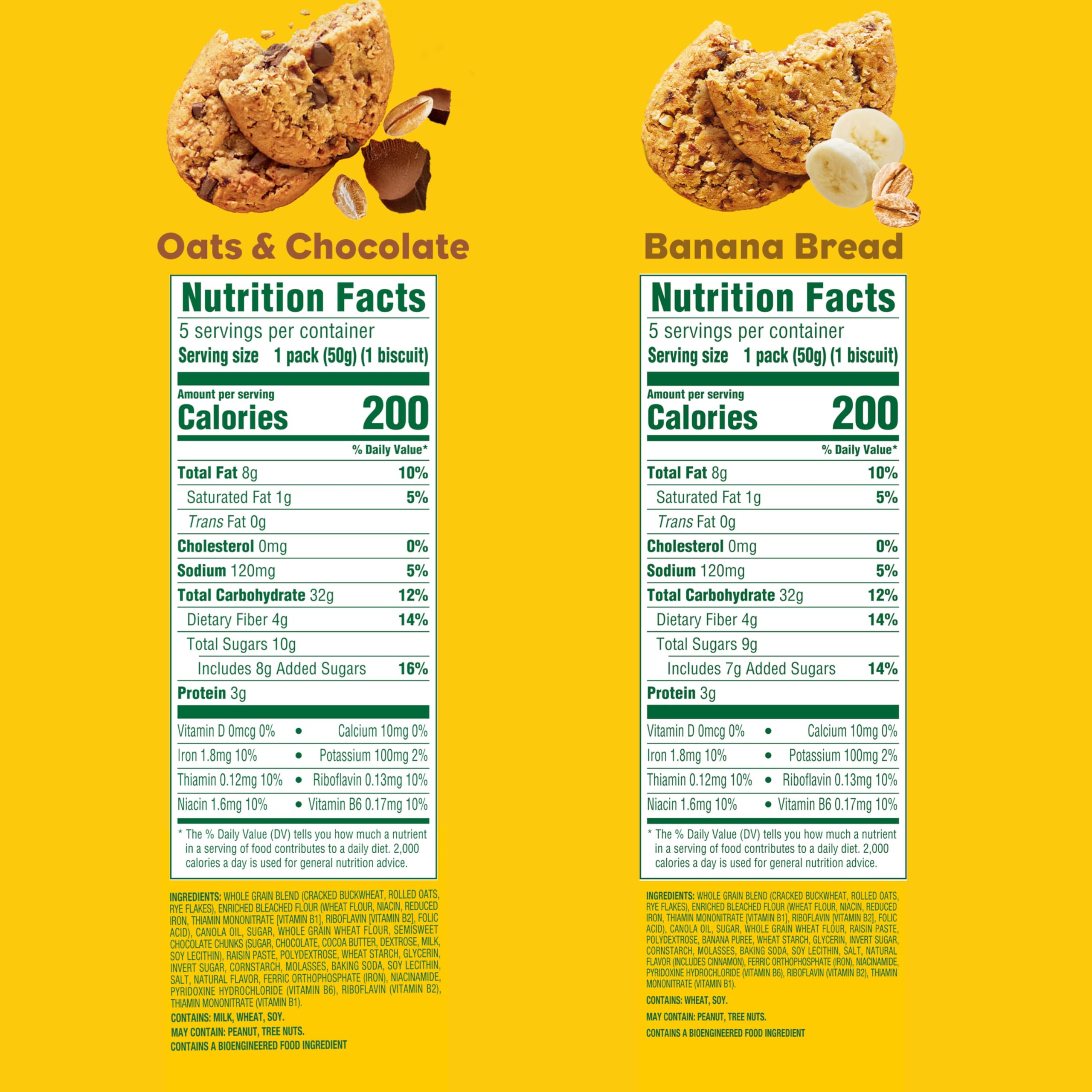 Close-up of a Banana Bread Belvita bar showing chewy texture