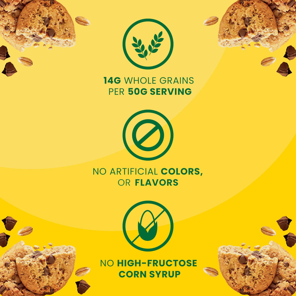 Close-up of Belvita bar with chocolate chips for quick energy.