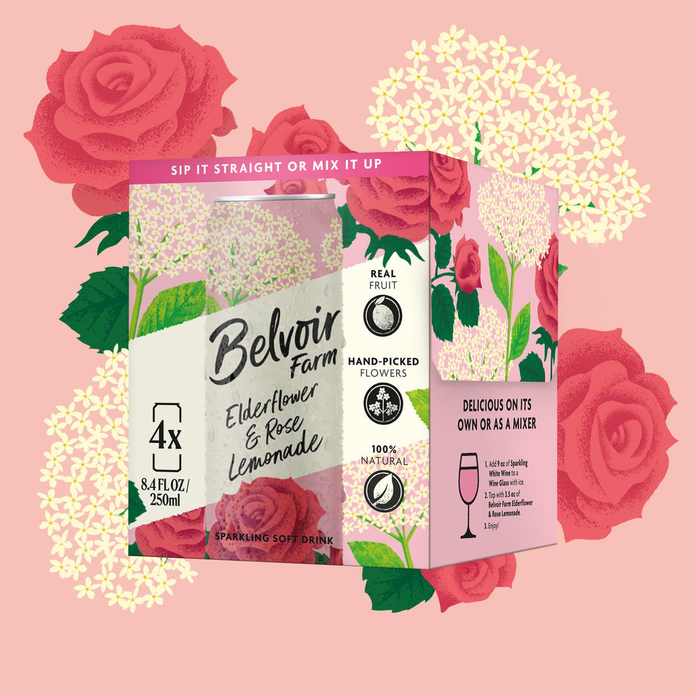 Belvoir Farm 4-pack on table, ready for entertaining and on-the-go enjoyment