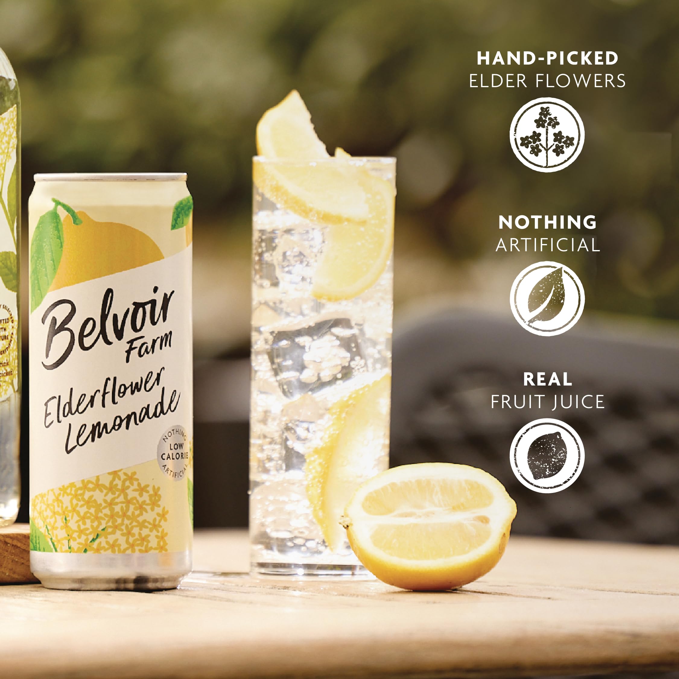 Belvoir Fruit Farms real botanicals elderflower highlight natural flavor.