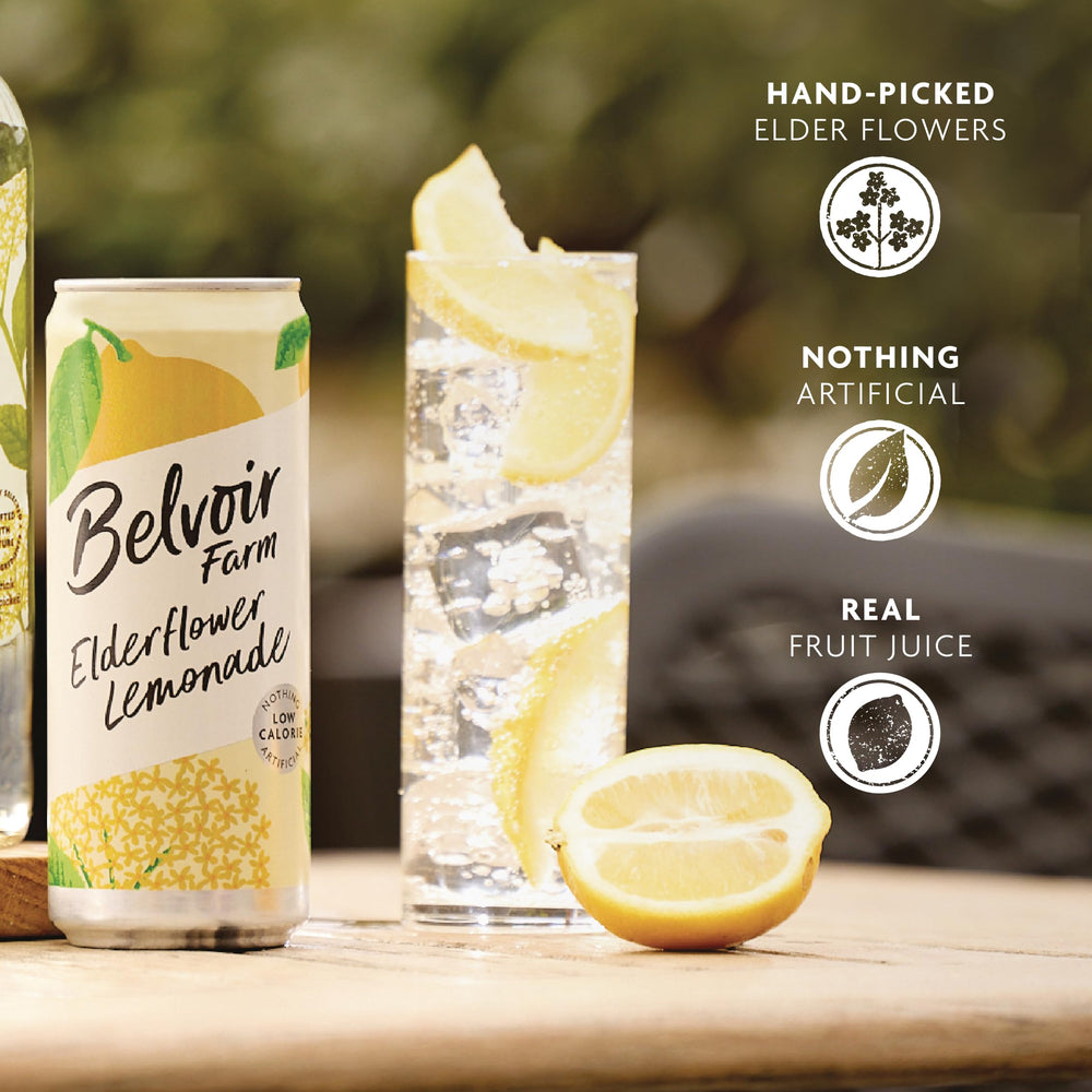 Belvoir Fruit Farms real botanicals elderflower highlight natural flavor.