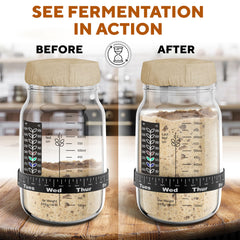 Benicci Sourdough Starter Jar Feeding Tracker helps monitor dough timelines