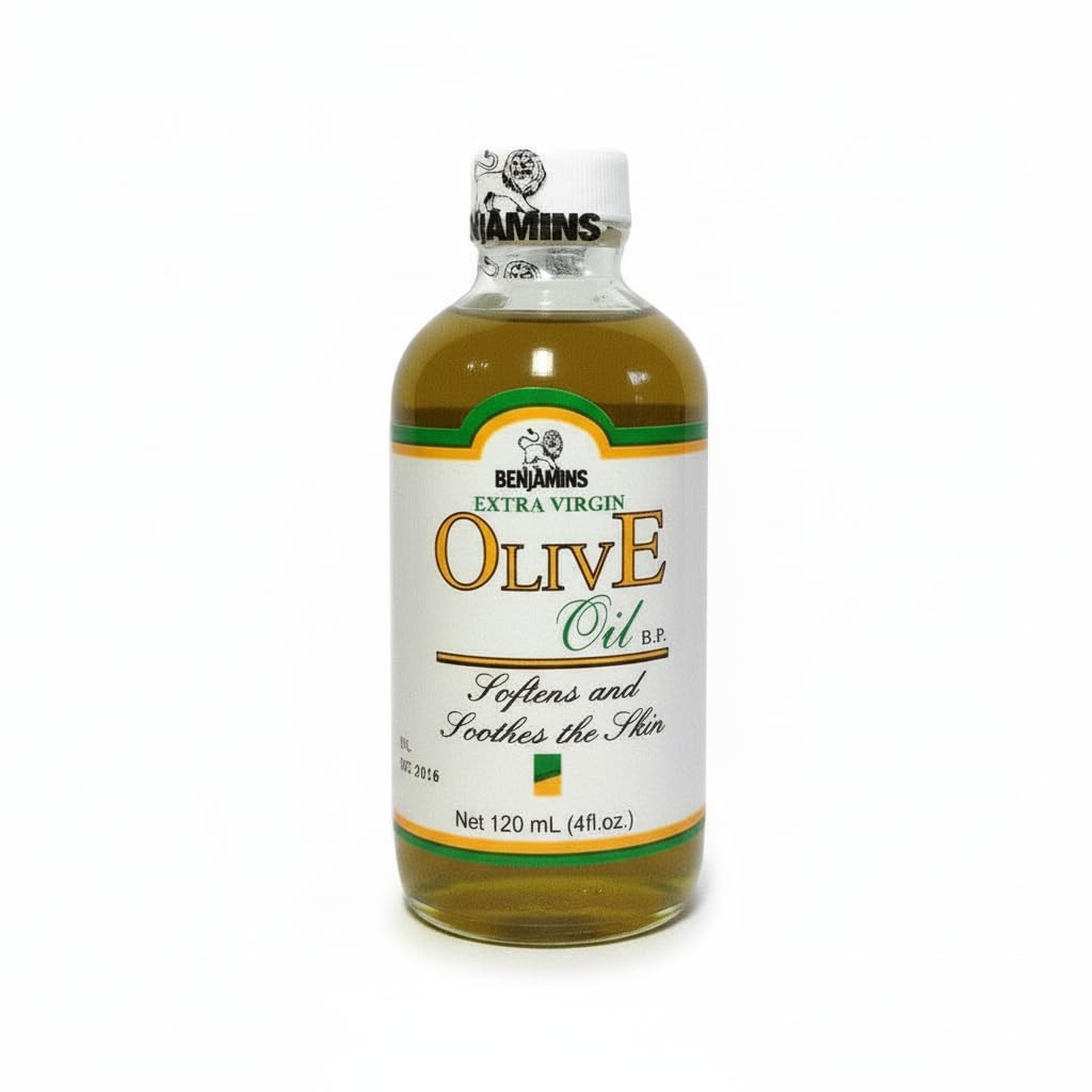 Benjamins Extra Virgin Olive Oil 4oz bottle close-up for dressings and cooking.