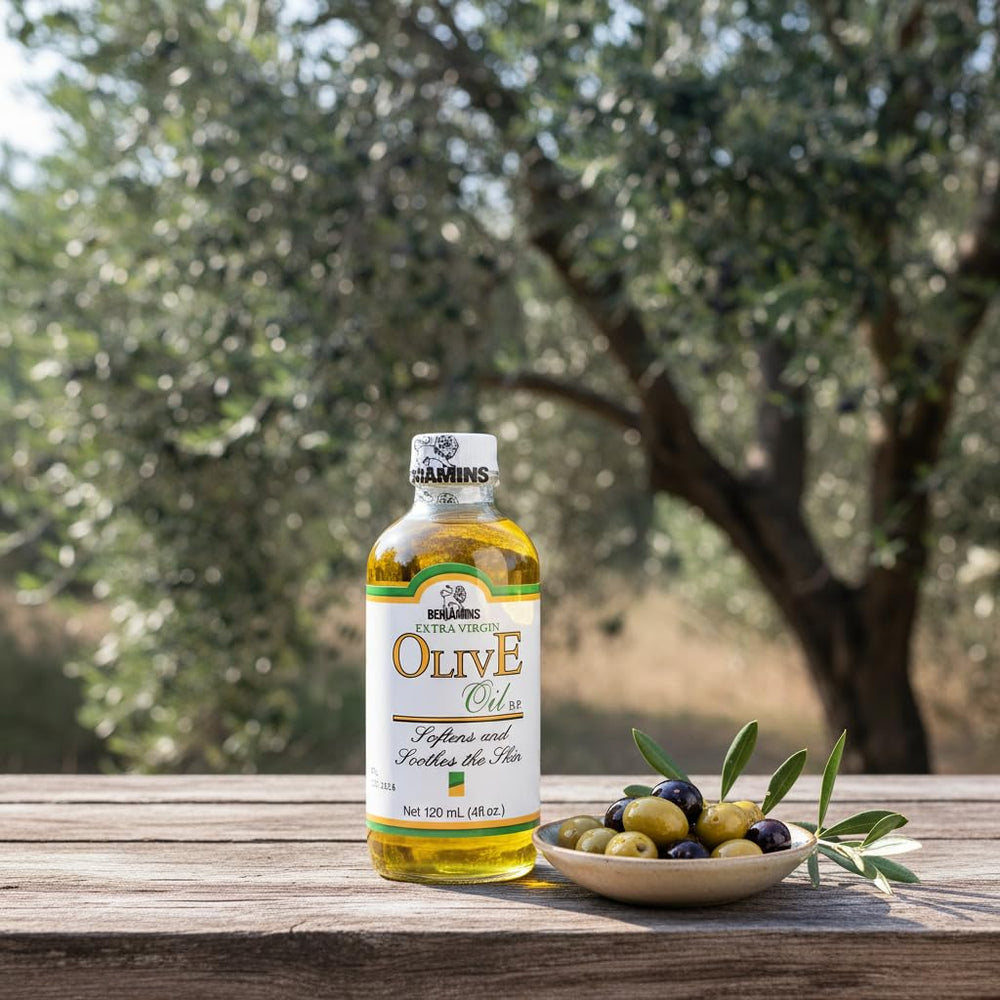 Benjamins olive oil drizzle over a stone bowl for salads.