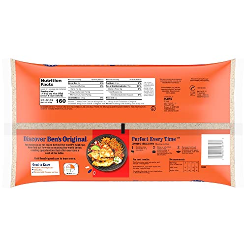 BEN'S ORIGINAL Enriched Parboiled Rice pack back shows iron and vitamins