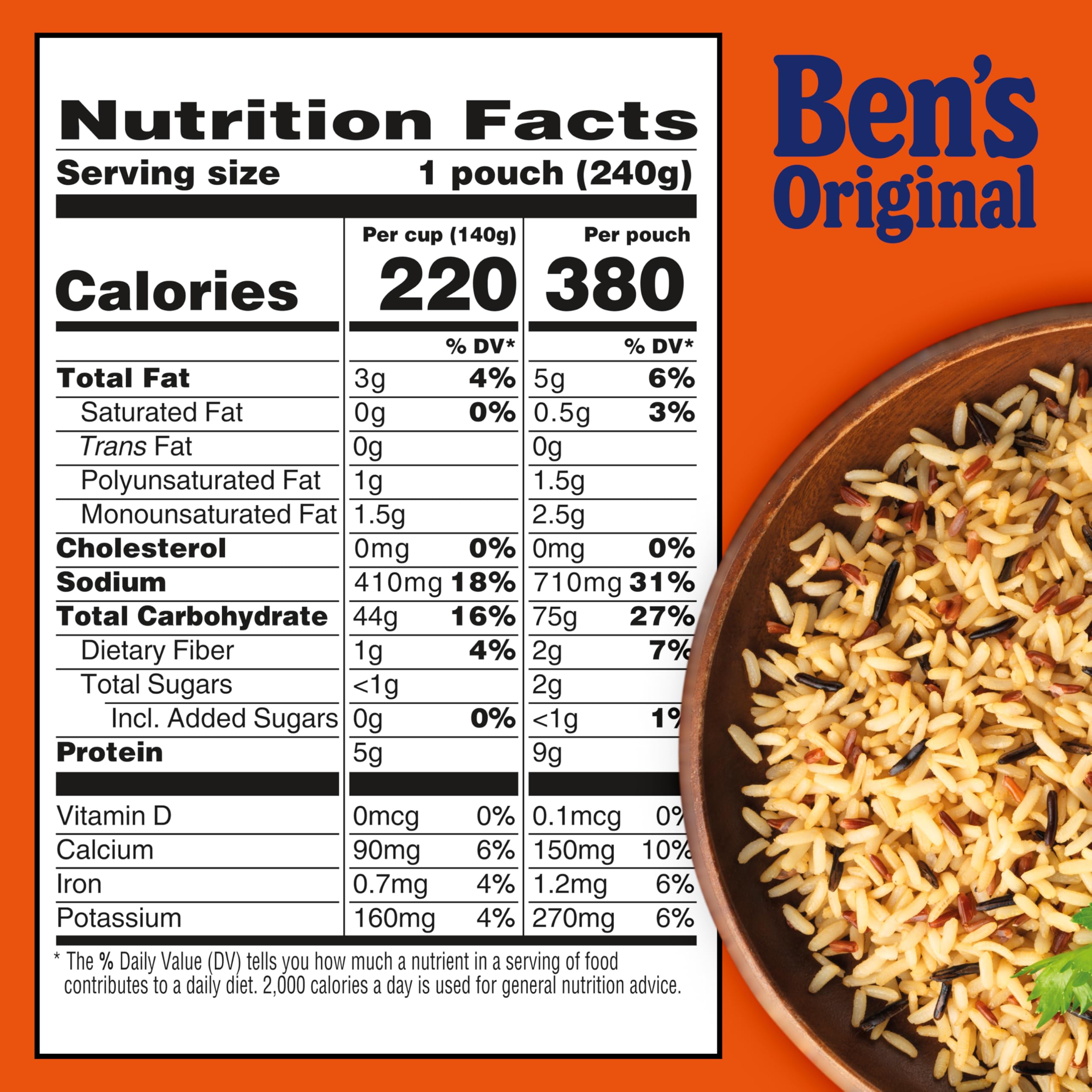 BEN'S ORIGINAL Ready Rice with no artificial flavors or colors.