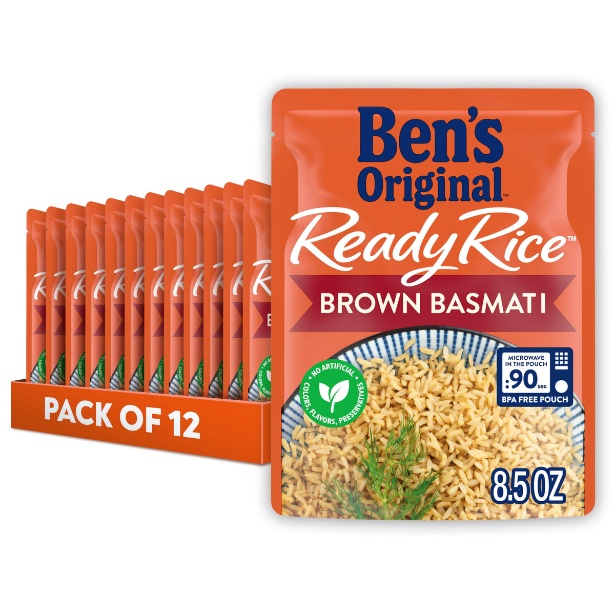 BEN'S ORIGINAL Ready Rice Brown Basmati Pack: convenient 12-pack pouches